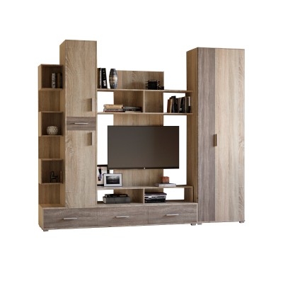 Стінка для вітальні Еверест Бриз/Шафа ШП-2 сонома/трюфель 