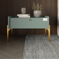 Тумба ліжкова LION Wood з одним ящиком Граніт сірий золоті ніжки