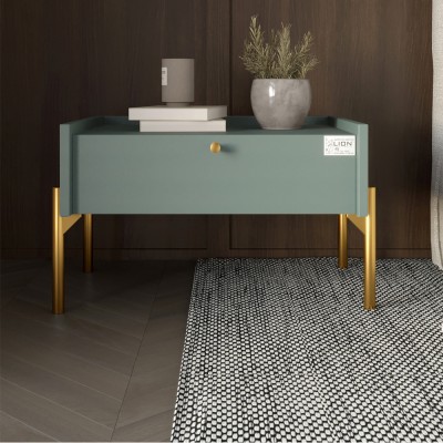 Тумба ліжкова LION Wood з одним ящиком Граніт сірий золоті ніжки