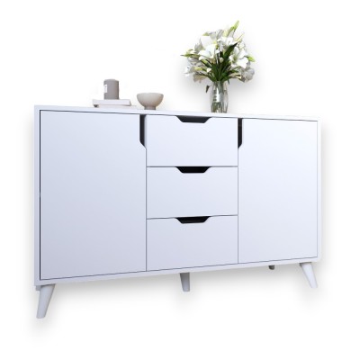 Комод в гостиную с белыми ножками М-ЗОН Борн 1200 Нимфея Альба  