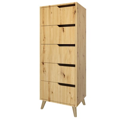 Комод высокий с ножками в цвете Орех светлый 5 ящиков М-ЗОН Борн 500 Дуб Артизан Комод высокий с ножками в цвете Орех светлый 5 ящиков М-ЗОН Борн 500 Дуб Артизан