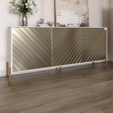 Комод із золотими металевими ніжками LION Амарант 168x40x76,5 см Бетон Style/Перламутровий металік RAL-7048 1680x400x765 мм 