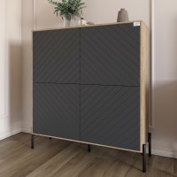 Комод-пенал із чорними металевими ніжками LION Амарант 114х40х126,5 см Дуб сонома трюфель/Графітовий 