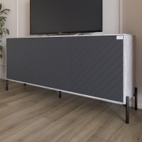 Тумба під телевізор з чорними металевими ніжками LION Амарант 168x40x76,5 см Бетон/Графітовий