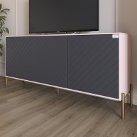 Тумба під телевізор із золотими металевими ніжками LION Амарант 168x40x76,5 см Рожевий/Графітовий