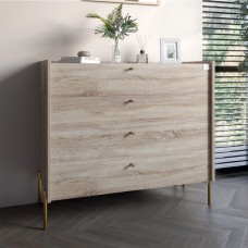 Комод із 4 ящиками LION Wood із золотими ніжками 100х90х45 см Дуб Сонома 