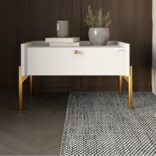 Тумба ліжкова LION Wood з одним ящиком Німфея Альба білий золоті ніжки 