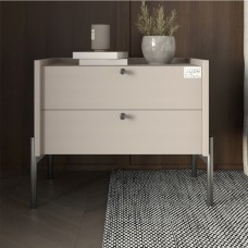 Тумба ліжкова LION Wood з двома ящиками Кашемір чорні ніжки 