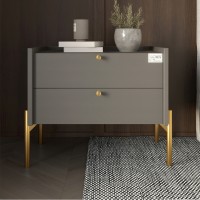 Тумба ліжкова LION Wood з двома ящиками Антрацит золоті ніжки 