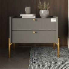 Тумба ліжкова LION Wood з двома ящиками Антрацит золоті ніжки 