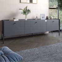 Тумба под телевизор на 3 ящика LION Wood с черными ножками 160х65х40 см Антрацит (LION-043092)