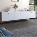 Тумба под телевизор на 3 ящика LION Wood с золотыми ножками 160х65х40 см Нимфея Альба (белый) (LION-042997) - фото 1