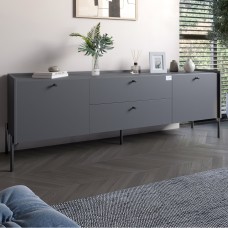 Тумба під телевізор із ящиками LION Wood із чорними ніжками 180х50х40 см Антрацит 