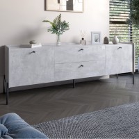 Тумба під телевізор із ящиками LION Wood із чорними ніжками 180х50х40 см Бетон