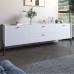 Тумба под телевизор с ящиками LION Wood с черными ножками 180х50х40 см Нимфея Альба (белый) (LION-043132) - фото 1