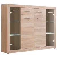 Комод в гостиную с подсветкой ВМК (БРВ) Элия KOM2D2S2W Дуб сонома (BRW-1518)