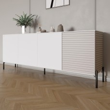 Комод в гостиную на черных металлических ножках LION Грей 204x38x76,5 см Нимфея Альба (белый)/Кашемир (LION-042632)