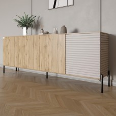 Комод в гостиную на черных металлических ножках LION Грей 204x38x76,5 см Дуб Аппалачи/Кашемир (LION-042622)