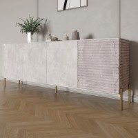 Комод на золотых металлических ножках LION Грей 204x38x76,5 см Бетон/Камень (LION-042693)