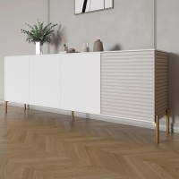 Комод на золотих металевих ніжках LION Грей 204x38x76,5 см Німфея Альба (білий)/Кашемір (LION-042642)