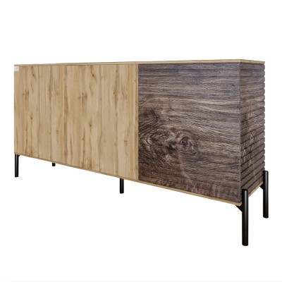 Комод закритий у вітальню на чорних металевих ніжках LION Грей 154x38x65 см Дуб Аппалачі/Дерево