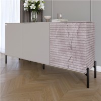 Комод закритий у вітальню на чорних металевих ніжках LION Грей 154x38x76,5 см Кашемір/Камінь 