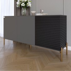 Комод закритий у вітальню на золотих металевих ніжках LION Грей 154x38x76,5 см Антрацит/Асфальт 