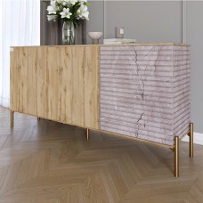 Комод закритий у вітальню на золотих металевих ніжках LION Грей 154x38x76,5 см Дуб Аппалачі/Камінь 
