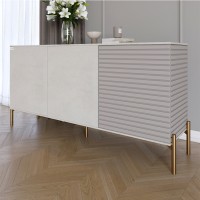Комод закритий у вітальню на золотих металевих ніжках LION Грей 154x38x76,5 см Бетон Style/Кашемір 