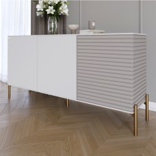 Комод закритий у вітальню на золотих металевих ніжках LION Грей 154x38x76,5 см Німфея Альба білий/Кашемір 