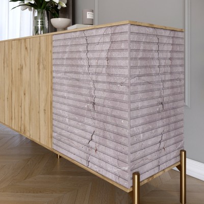 Комод закритий у вітальню на чорних металевих ніжках LION Грей 154x38x65 см Дуб Аппалачі/Дерево