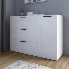 Комод LION Краш із трьома висувними ящиками та закритими полицями Бетон style 