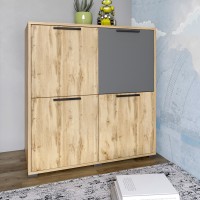 Тумба четырехдверная LION Краш 82x43x86 см Дуб аппалачи/Антрацит (LION-041759)