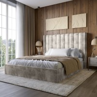 Двуспальная кровать с подъемным механизмом LION Нино 180x200 см SILK 102 Айвори (LION-045022)