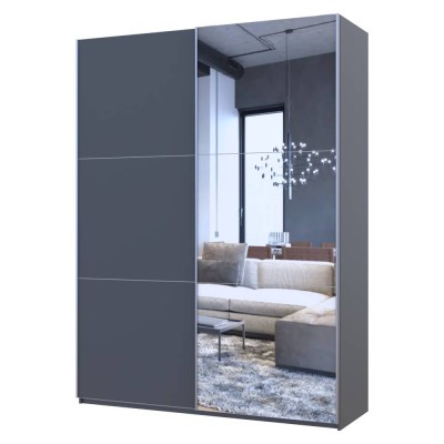 Шафа-купе дводверна Doros G-Caiser 180х60х240 см Графіт/1 Дзеркало
