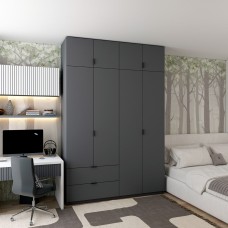 Шафа розпашна с антресолью Doros Лукас 160х50х240 см Графіт 