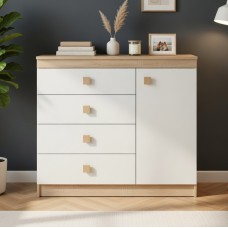Комод з дверима та 4-ма ящиками Еверест Соната-5 105х38х94 дуб сонома/білий