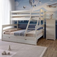 Двухъярусная детская кровать Mebigrand Чикаго Айвори 140-80х200 см с ящиками