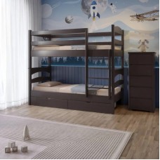 Двухъярусная детская кровать Mebigrand Чикаго Мини Венге 90х190 см с ящиками (MBG-2286)