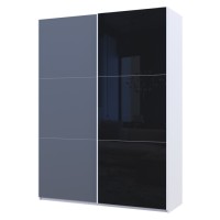 Шафа-купе дводверна Doros G-Caiser 180х60х240 см Білий/Графіт/1 Чорне скло