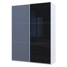 Шафа-купе дводверна Doros G-Caiser 180х60х240 см Білий/Графіт/1 Чорне скло