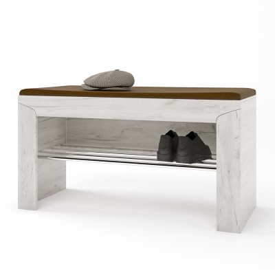 Тумба для обуви с подушкой Эверест Либерти 90х38х46 дуб крафт белый 