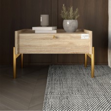 Тумба ліжкова LION Wood з одним ящиком Дуб Сонома золоті ніжки 