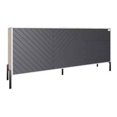 Комод з чорними металевими ніжками LION Амарант 168x40x76,5 см Бетон Style/Графітовий