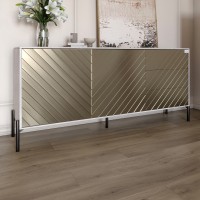 Комод з чорними металевими ніжками LION Амарант 168x40x76,5 см Бетон/Перламутровий металік RAL-7048 1680x400x765 мм