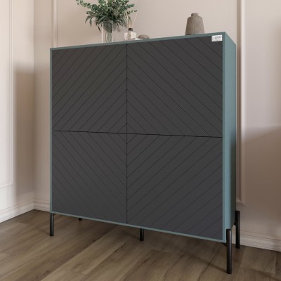 Комод-пенал із чорними металевими ніжками LION Амарант 114х40х126,5 см Граніт сірий/Графітовий