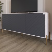 Тумба под телевизор с золотыми металлическими ножками LION Амарант 168x40x76,5 см Самоа Дымчатый/Графитовый (LION-043085)