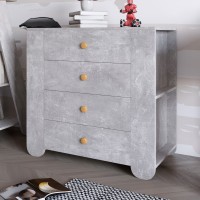 Комод для дитячої кімнати LION Інді з 4 ящиками та бічними нішами Бетон