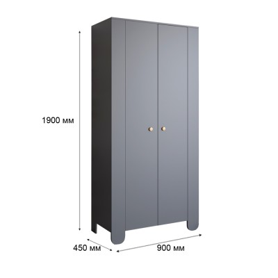 Шкаф распашной двухдверный в детскую комнату 900х450х1900 LION Инди Бетон темный (LION-041575) Шкаф распашной двухдверный в детскую комнату 900х450х1900 LION Инди Бетон темный (LION-041575)