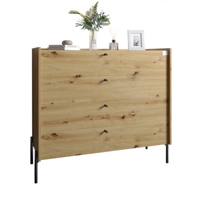 Комод із 4 шухлядами LION Wood із чорними ніжками 100х90х45 см Дуб Артизан